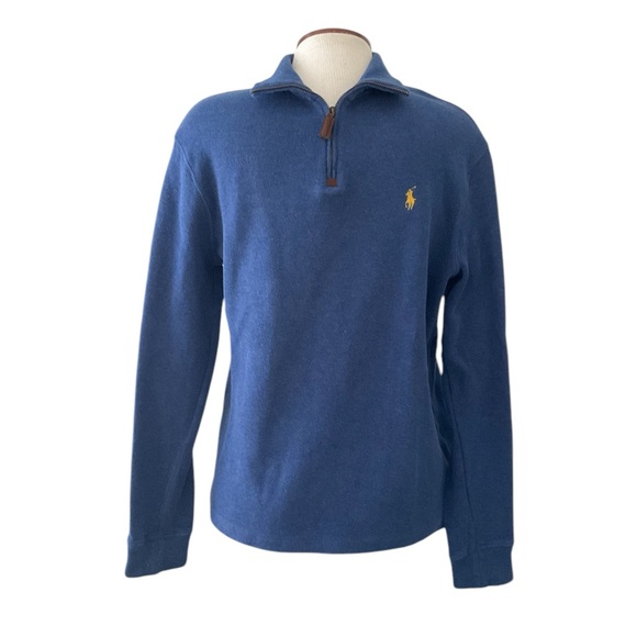 POLO RALPH LAUREN Estate Rib Quarter Zip Pullover Navy 100% Cotton Size Small - Picture 1 of 3